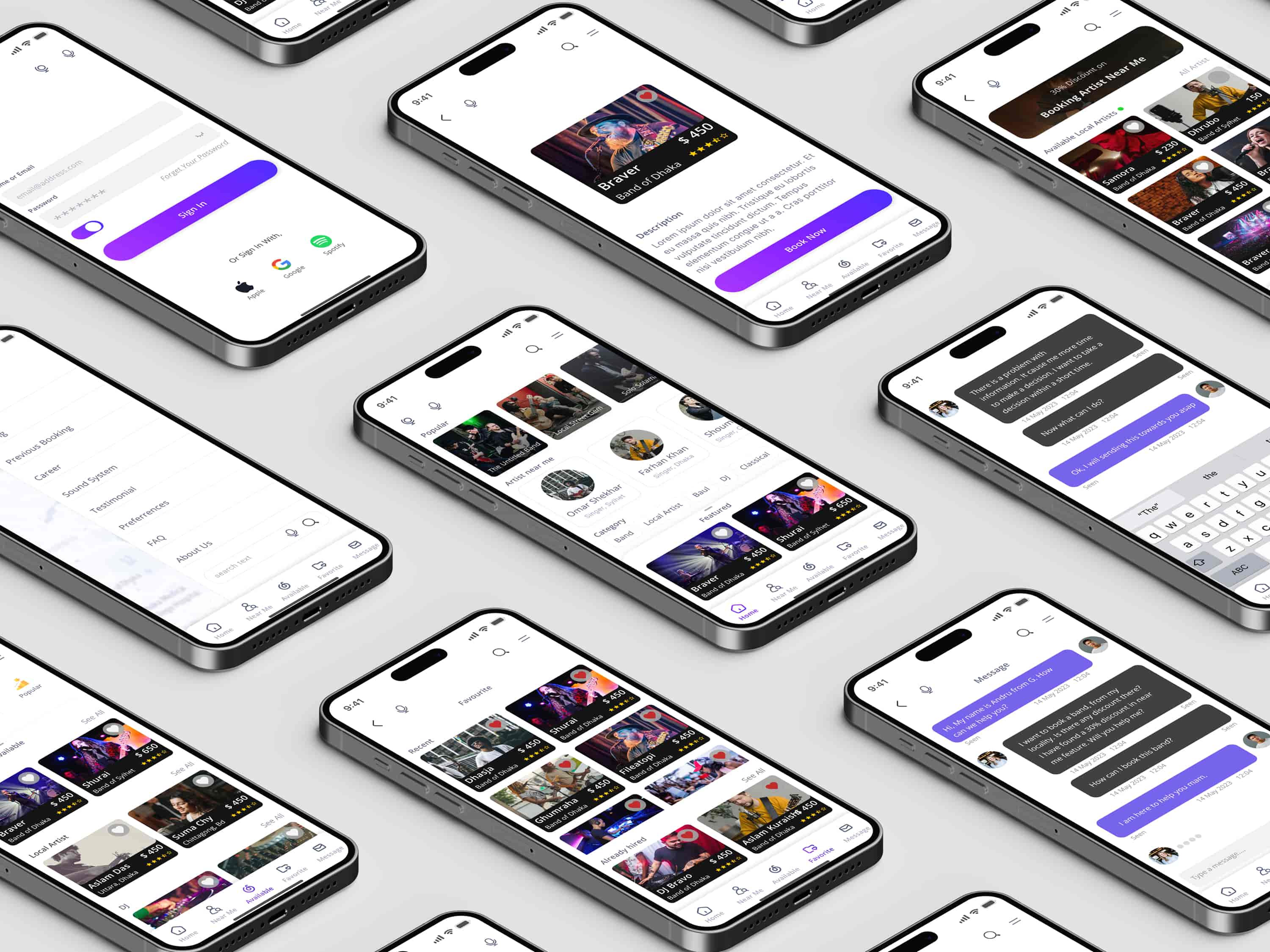 Mobile UI design with a clean login screen, branding, and smooth input fields.