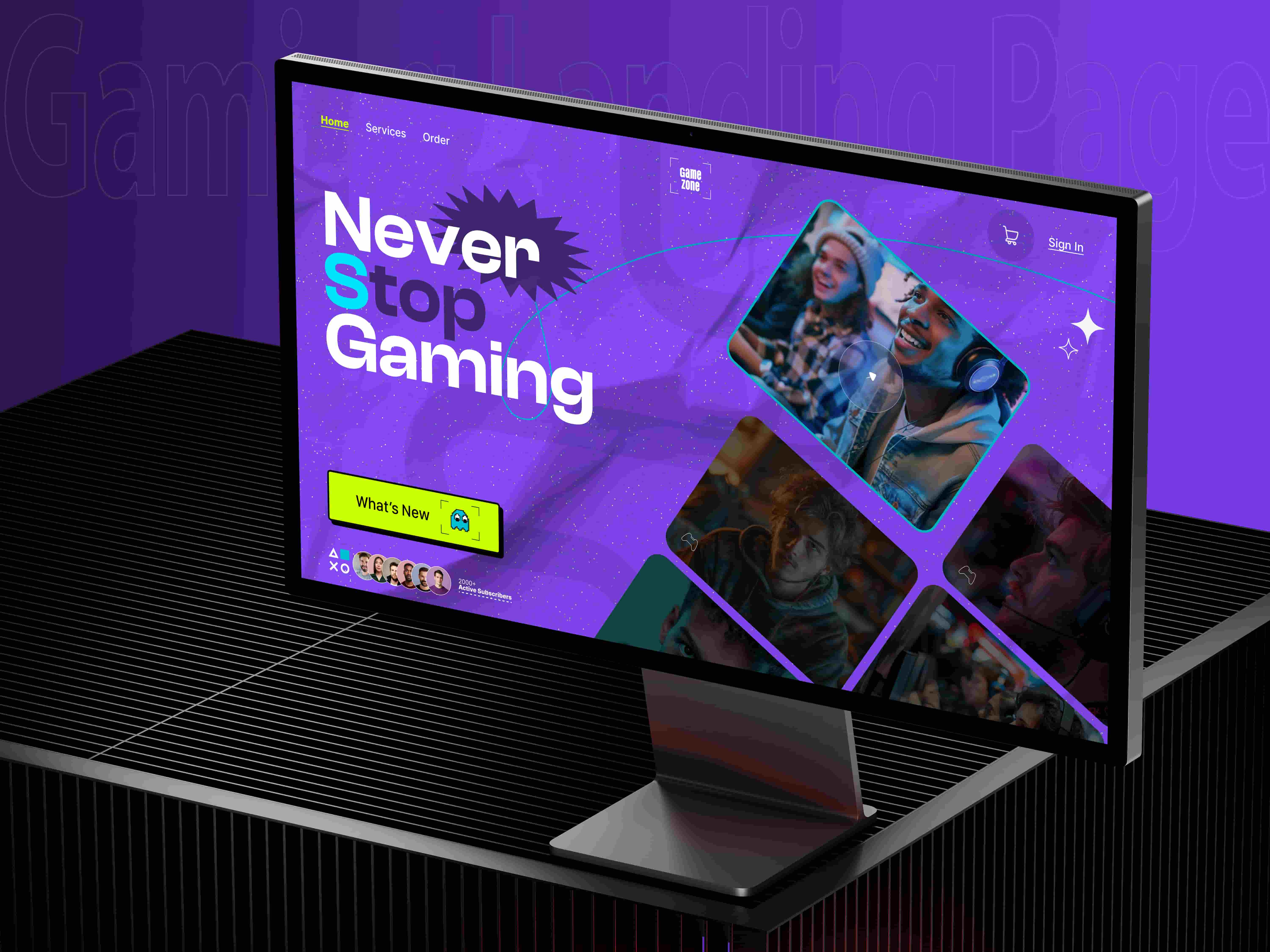 Gaming landing page UI