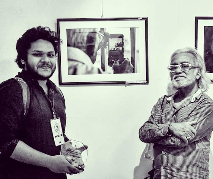 Ajmain Fayek with Anwar Hossain the legendary photographer of Bangladesh 