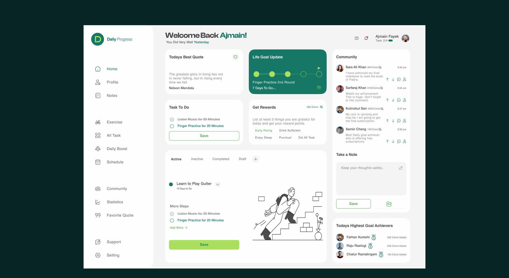 Responsive dashboard UI showing analytics charts, user interface elements, and a clean design layout.
