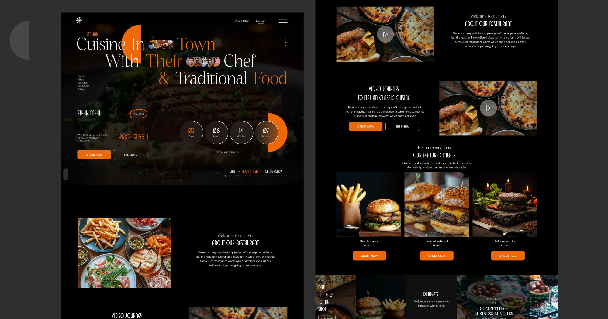 Food Website UI UX  Modern website design featuring a clean layout with interactive navigation and hero section.