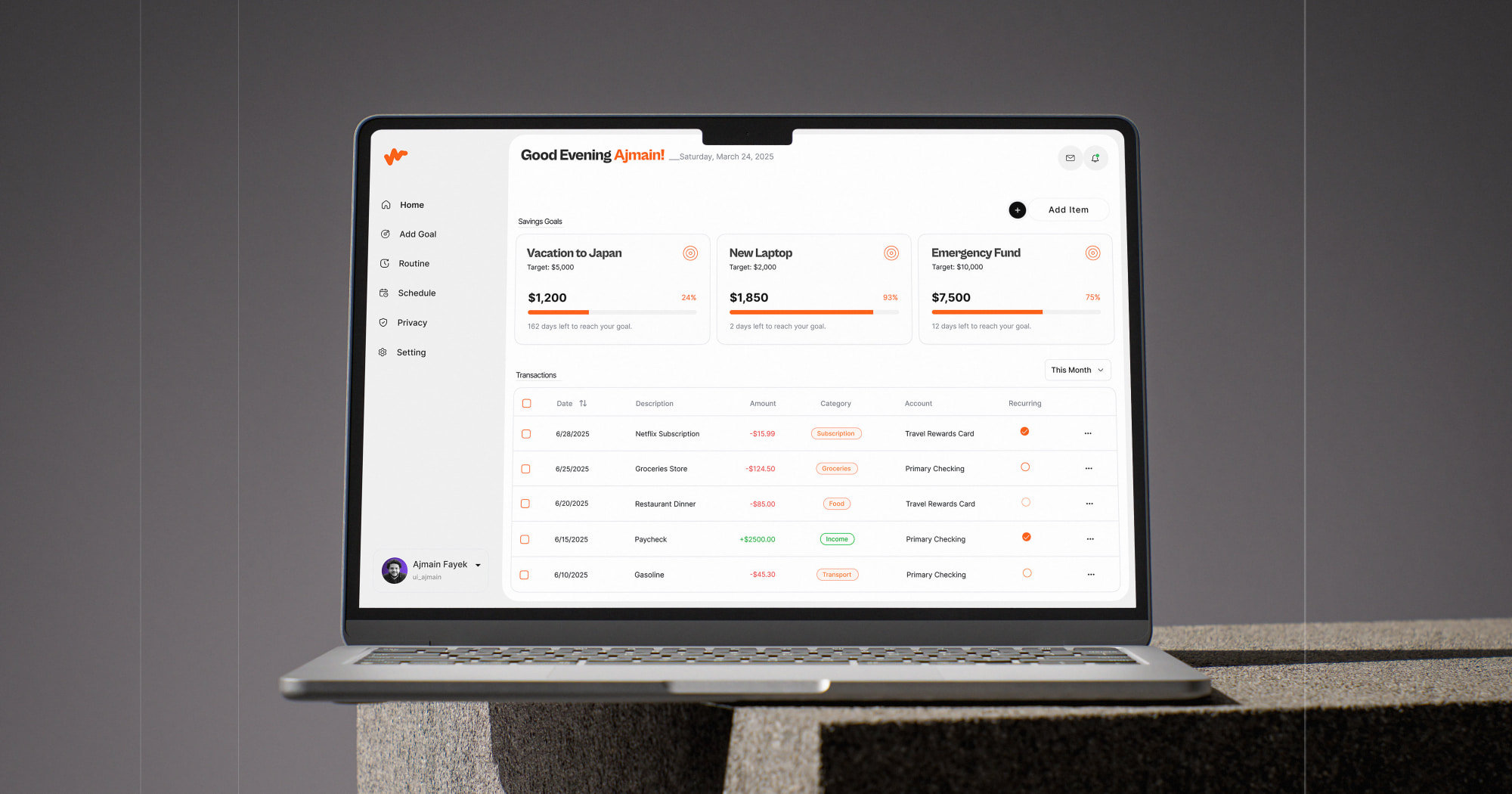 Project management dashboard UI with task lists, progress bars, and team performance analytics.