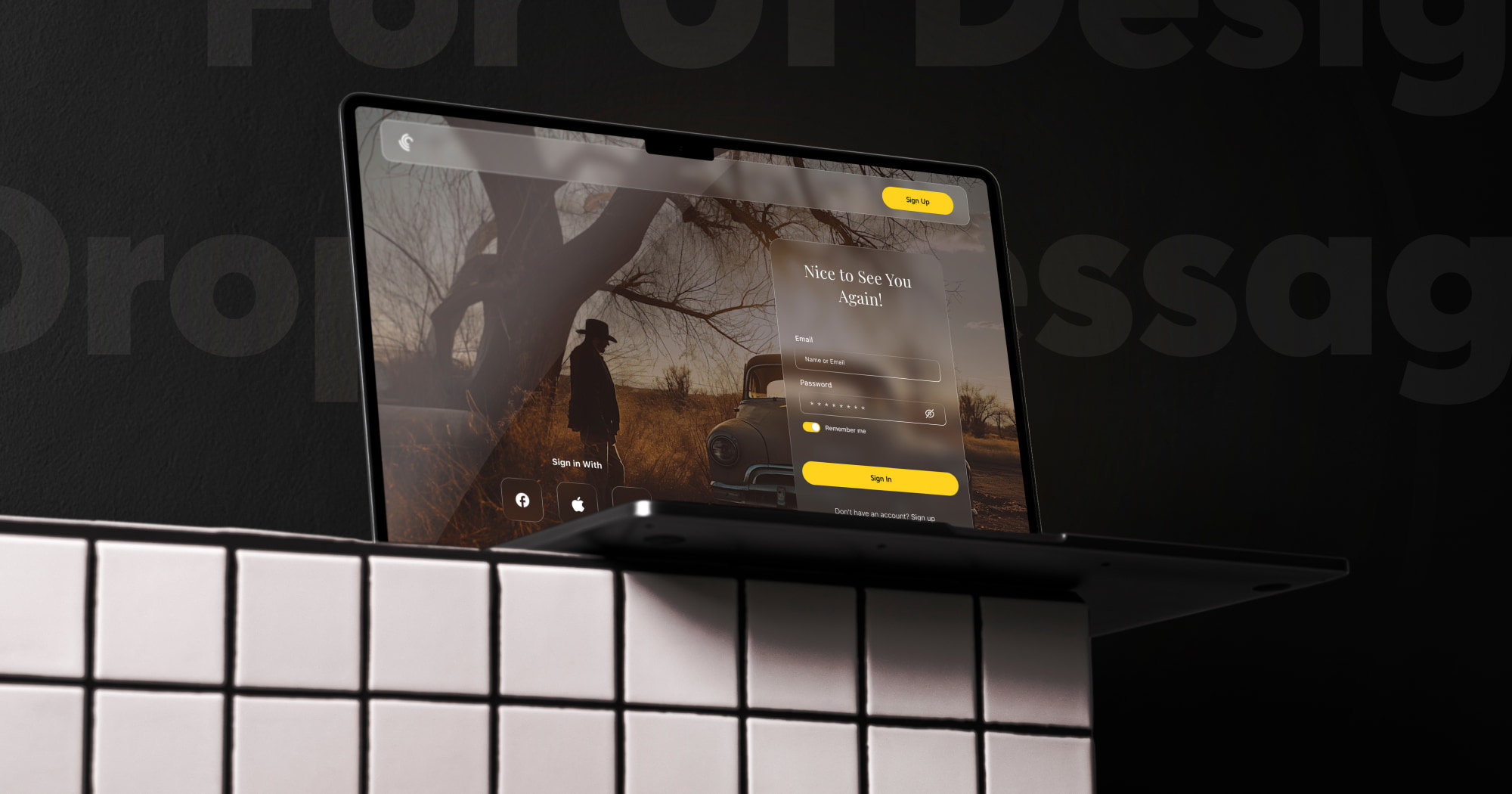 Corporate website design with a modern UI, including hero banner, call-to-action, and footer links.
